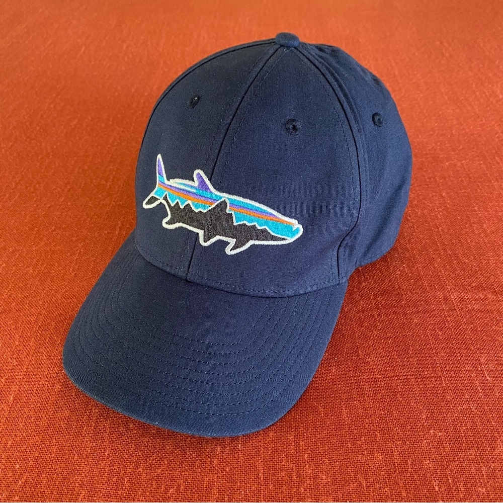 Patagonia Fitz Roy Trout Hat Baseball Cap Blue Rare Size Small  EUC!